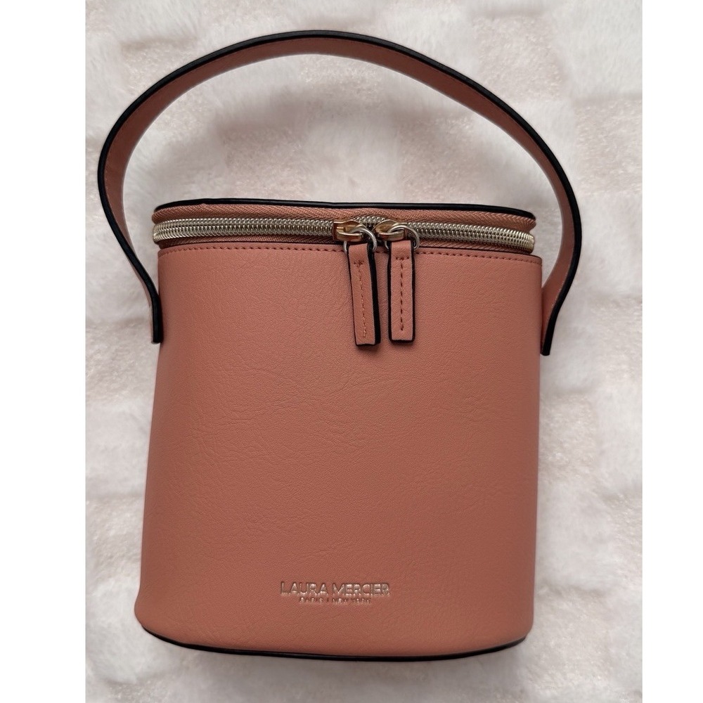Laura Mercier Top Zip brown Bucket Bag For Cosmetics/ Travel (Authentic)